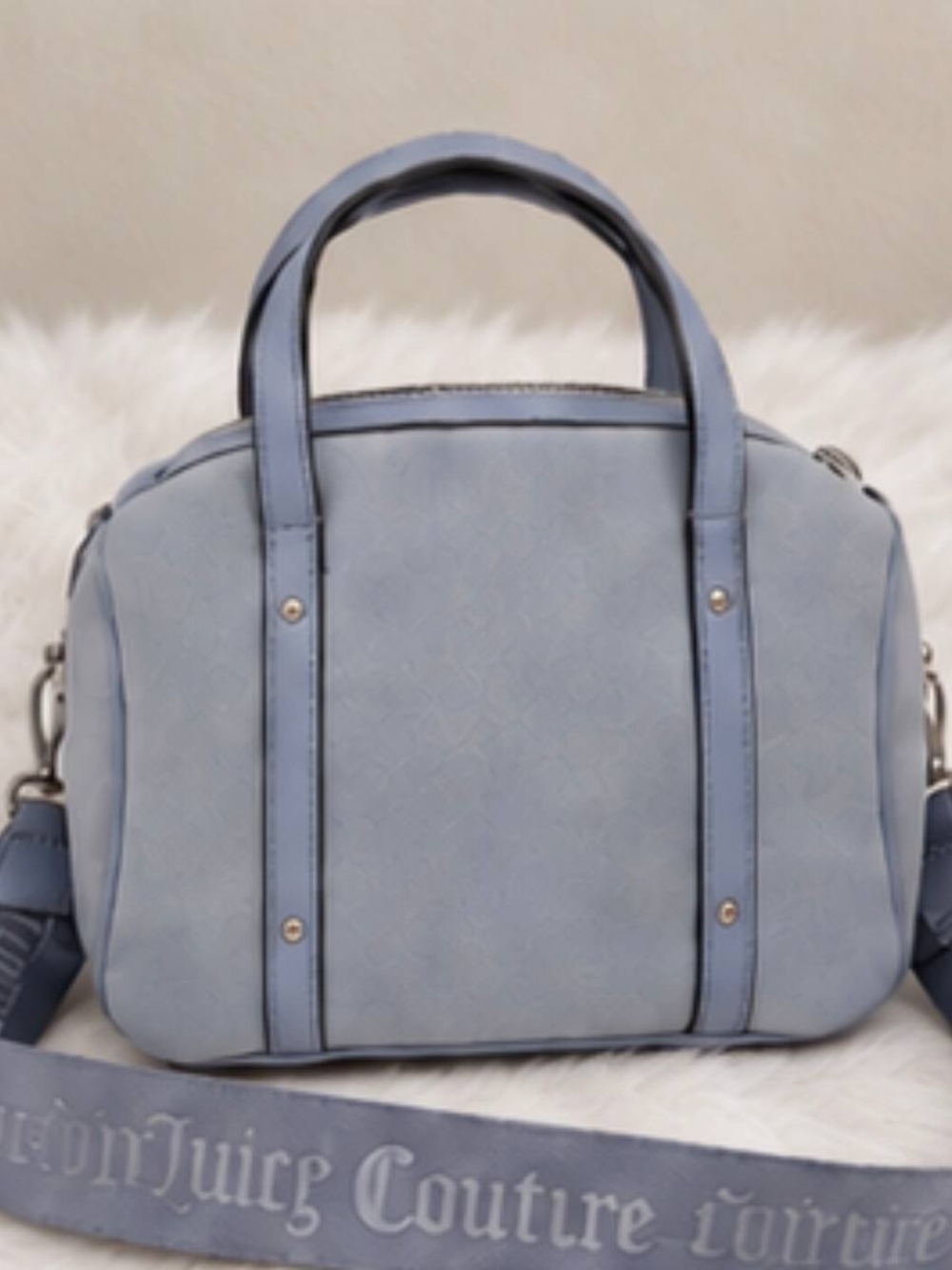 Juicy Couture Powder Blue Dome Satchel with Pink Logo - Picture 2 of 4